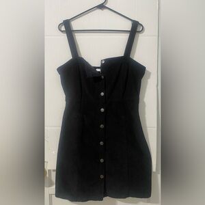 Angel Kiss. Black corduroy mini dress with button-up front detail Sz L.